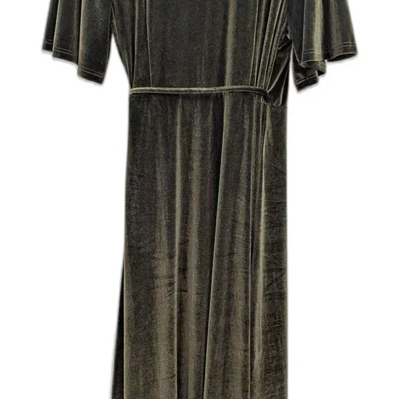NWT Baltic Born | Katelyn Dark Olive Green Velvet Maxi Wrap Dress | Size XXL - Picture 12 of 15